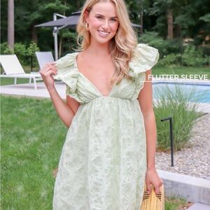 Storia Mint Flutter Sleeve Mini Dress